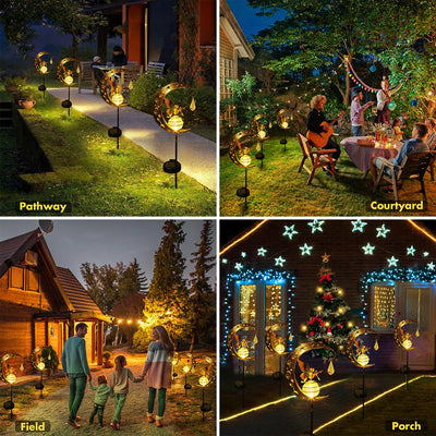 Angel Moon Crackle Glass Solar Garden Stake Light