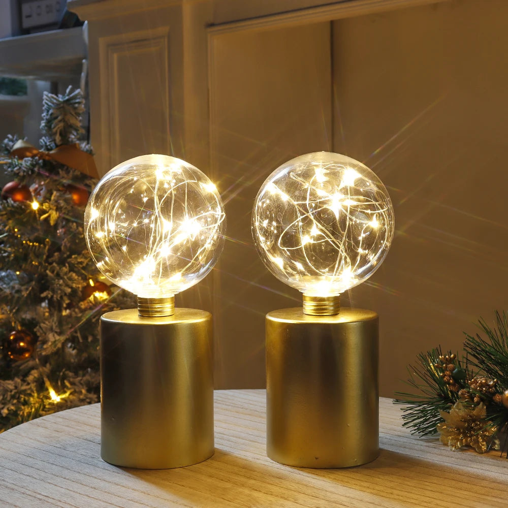 Cordless Gold Table Lamps (Set of 2) – Battery Powered Decorative Lights for Living Room & Events