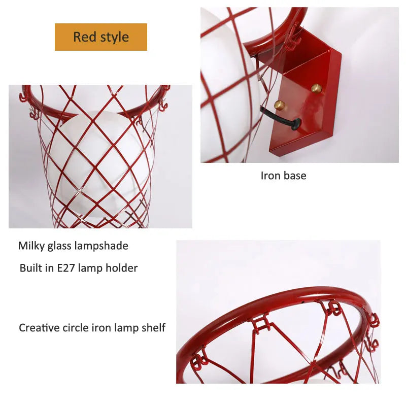 Basketball LED Wall Lamp - Creative Nordic Sports Night Light decorative lighting detail