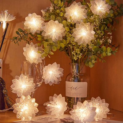Fiber Optic Fairy String Lights with Artificial Flowers – LED Floral Wedding Garland