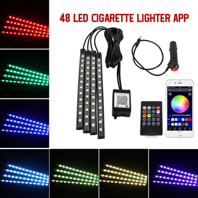 RGB Car Ambient Foot Light – USB Wireless Remote & App Control Interior LED Strip