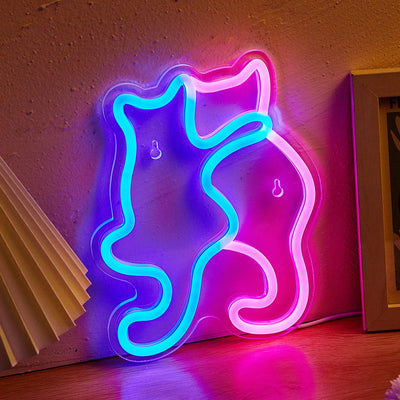 Cat Neon Sign Neon Wall Light Touch Control USB shown as soft ambient home lighting