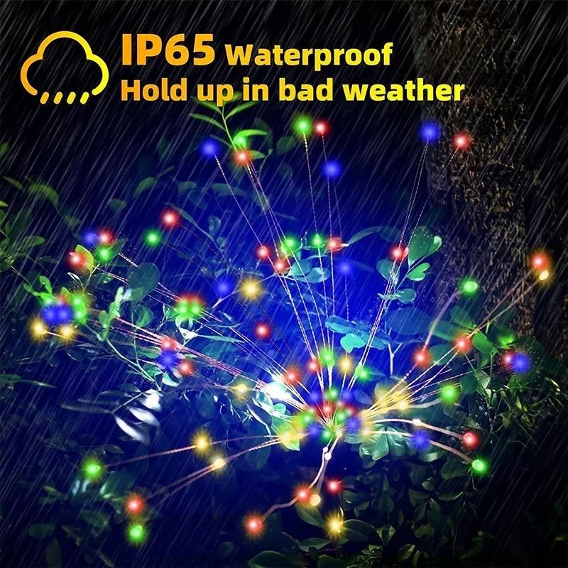 Solar Firework Burst Garden Stake Lights – Outdoor LED Pathway Décor