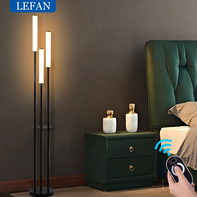 Shelf Floor Storage Floor Lamp Dimmable Remote Control for warm floor lighting