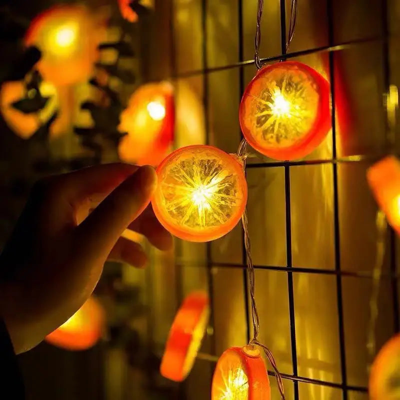 Lemon & Orange Slice LED String Lights – Fruit Garland Battery Fairy Lights