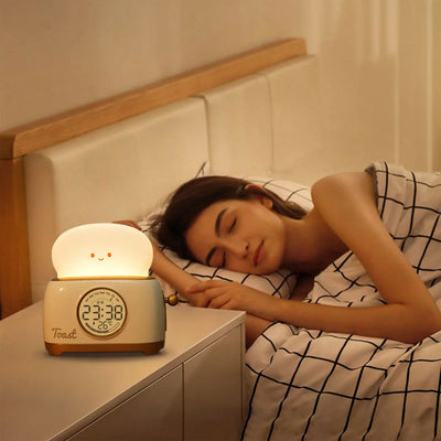 Lights Alarm Clock Alarm Clock Lamp Dimmable USB shown as soft ambient home lighting