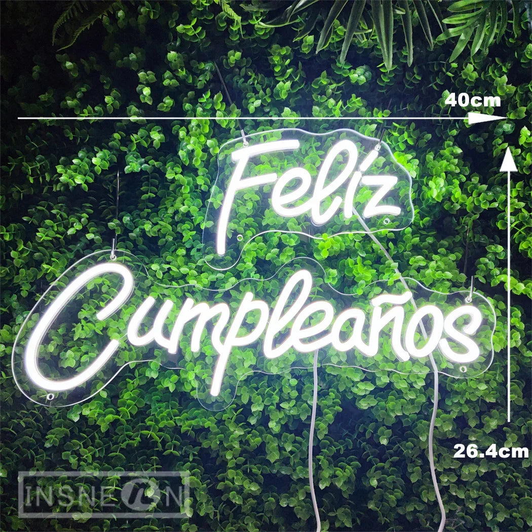 Feliz Cumpleanos Neon Neon Wall Light USB decorative lighting detail