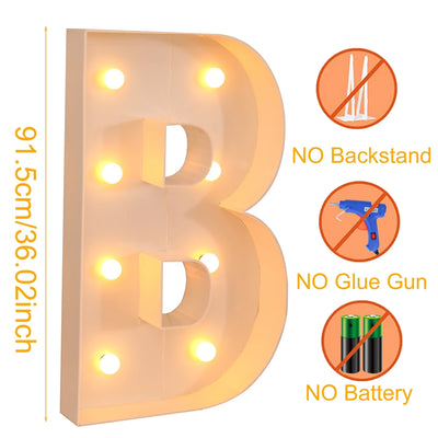Giant LED Letter Light Frame Box – 91.5cm DIY Name Balloon Filling Box for Parties