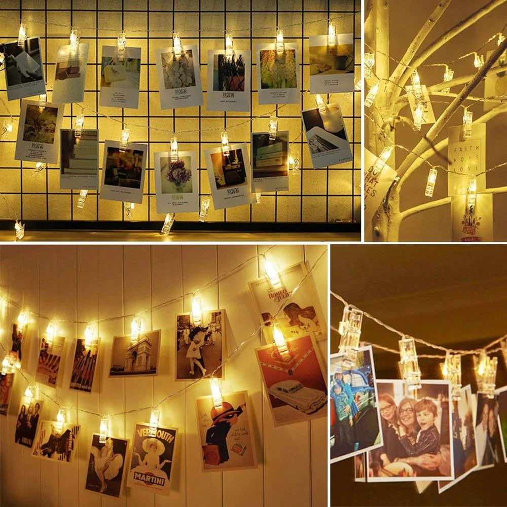 Photo Clip LED String Lights – 1m / 3m / 6m Battery-Powered Picture Display Lights