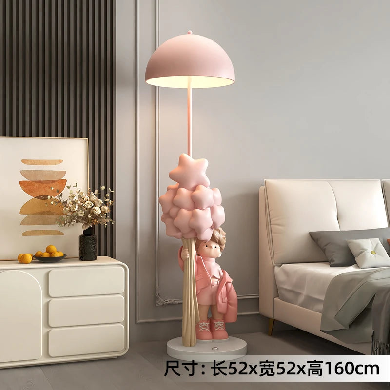Luminous Boy Statue Floor Lamp – 160cm LED Bluetooth Speaker Sculpture for Living Room