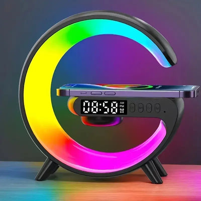 Wireless Charging Alarm Clock Speaker Lamp RGB for cozy home ambience