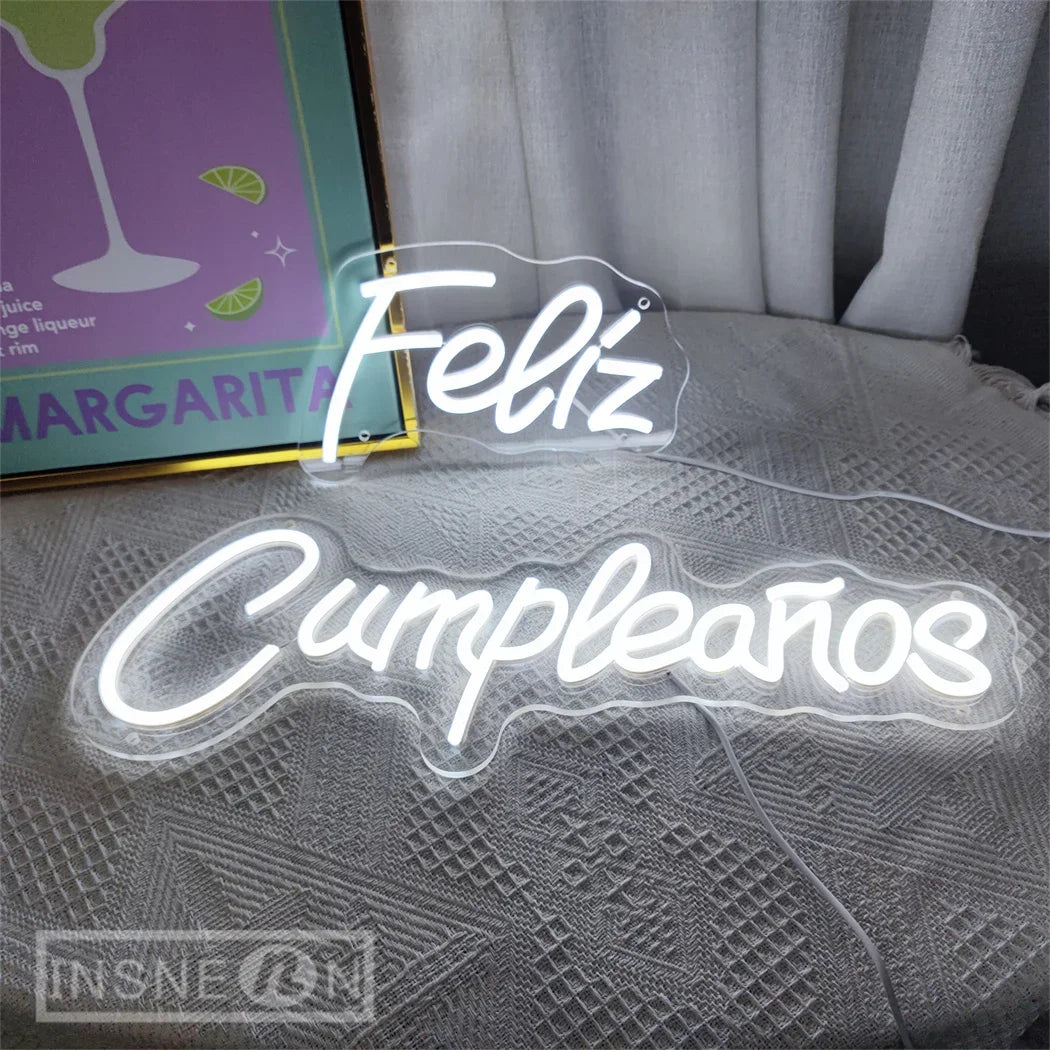 Feliz Cumpleanos Neon Neon Wall Light USB for wall accent lighting