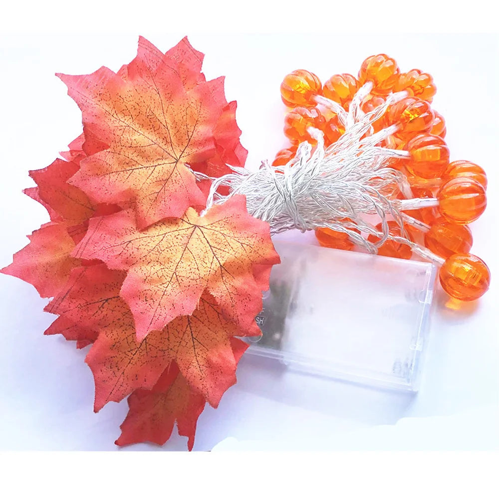 Autumn Pumpkin & Maple Leaf LED Fairy String Lights