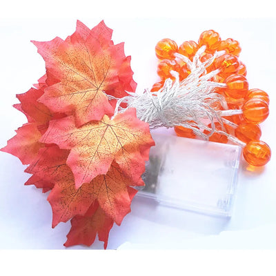 Autumn Pumpkin & Maple Leaf LED Fairy String Lights