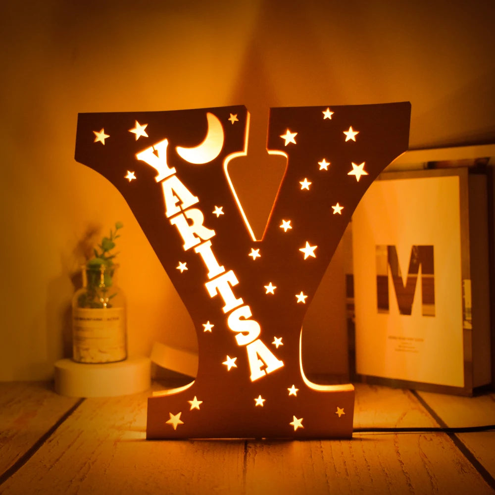 Custom Name LED Night Light – Personalised Star Wall Lamp for Bedroom, Nursery & Gift