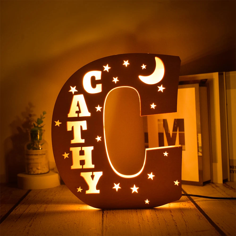 Custom Name LED Night Light – Personalised Star Wall Lamp for Bedroom, Nursery & Gift
