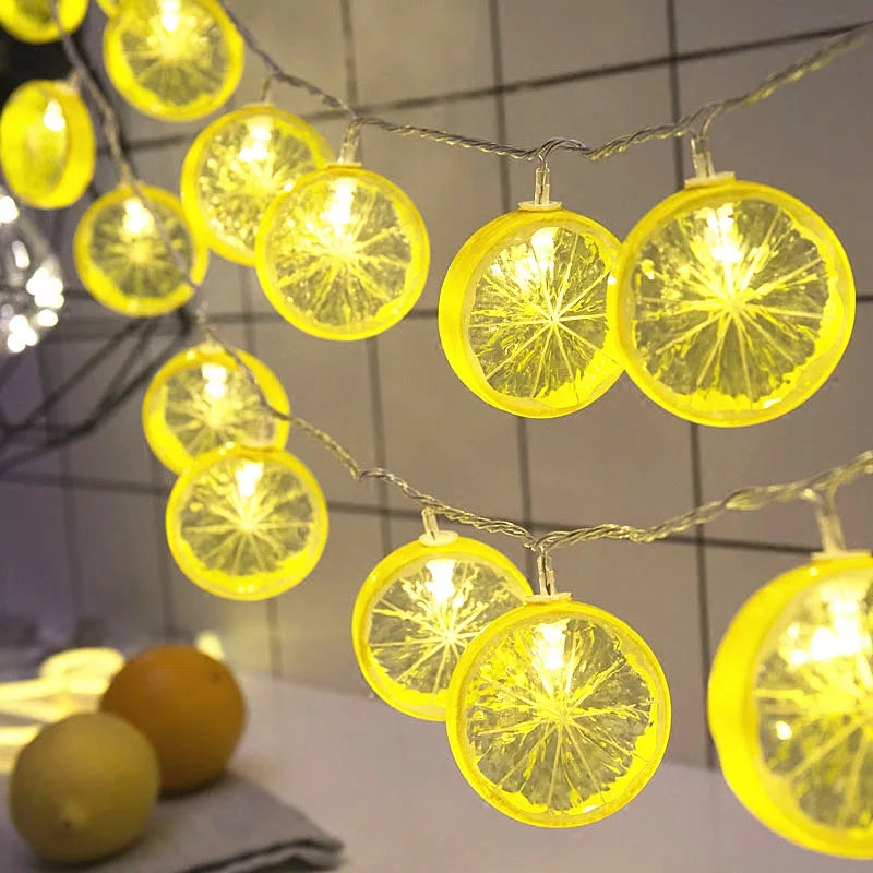 Lemon & Orange Slice LED String Lights – Fruit Garland Battery Fairy Lights
