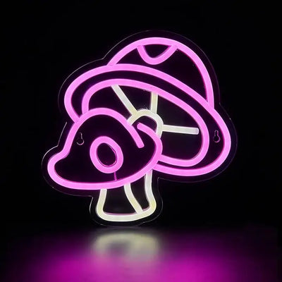 Pink Glow Twin Mushroom LED Neon Light – USB-Powered Wall Art