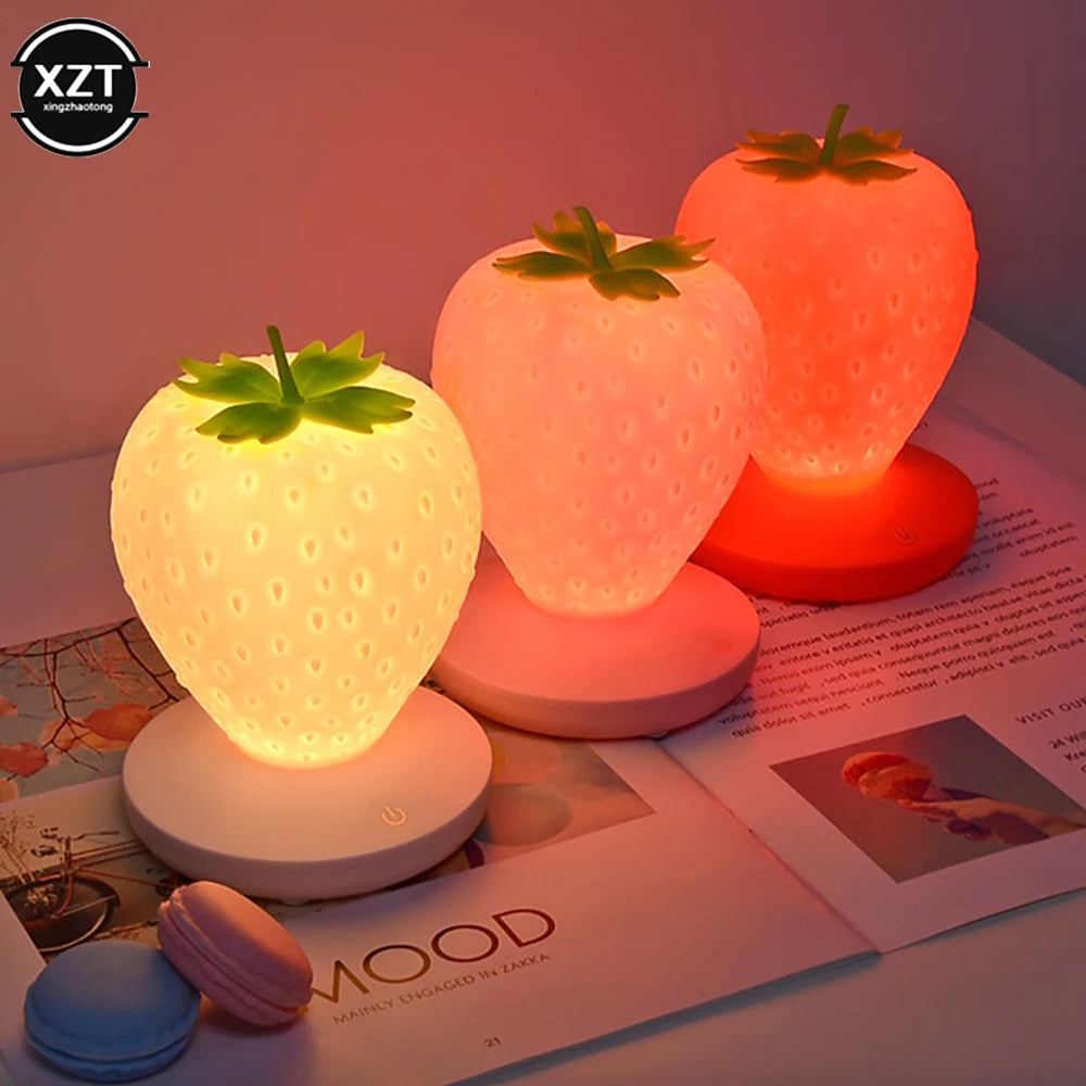 Strawberry Children Sleep Bedside Table Lamp USB Battery design detail view