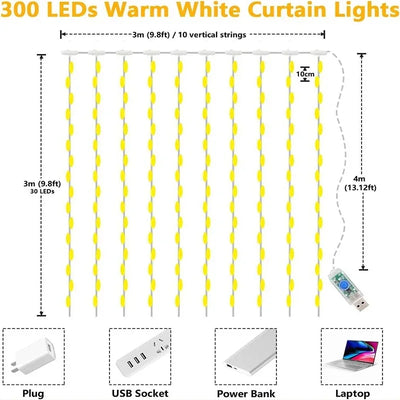 LED Curtain Fairy Lights – 8-Mode USB Holiday Window Garland