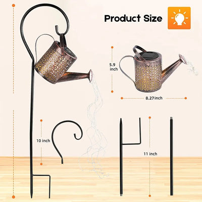 Solar-Powered Watering Can Garden Light