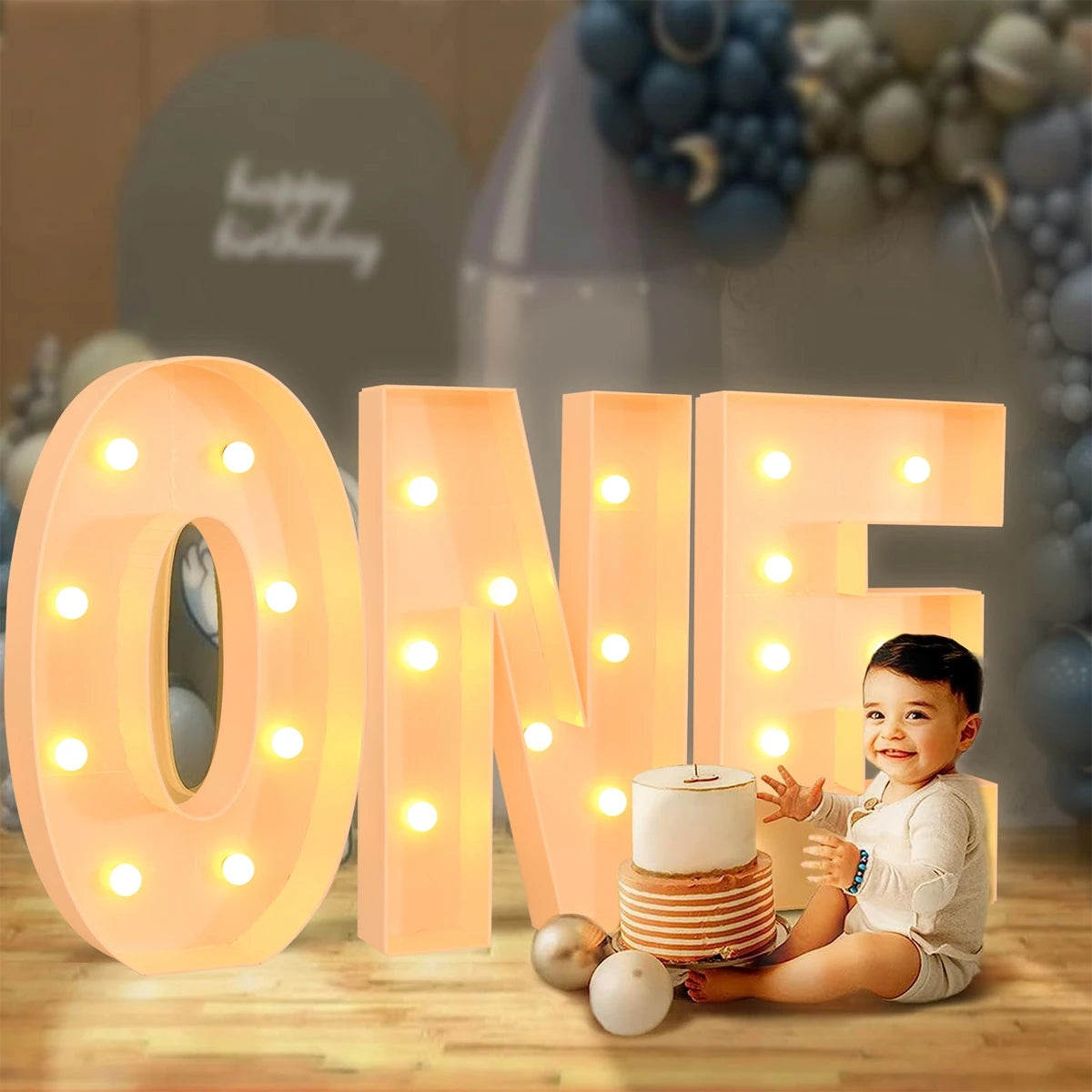 Giant LED Letter Light Frame Box – 91.5cm DIY Name Balloon Filling Box for Parties