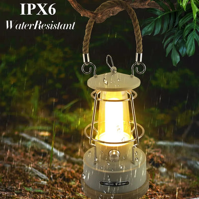 Retro Camping Lantern – Rechargeable Dimmable LED Vintage Battery Lantern (Waterproof)