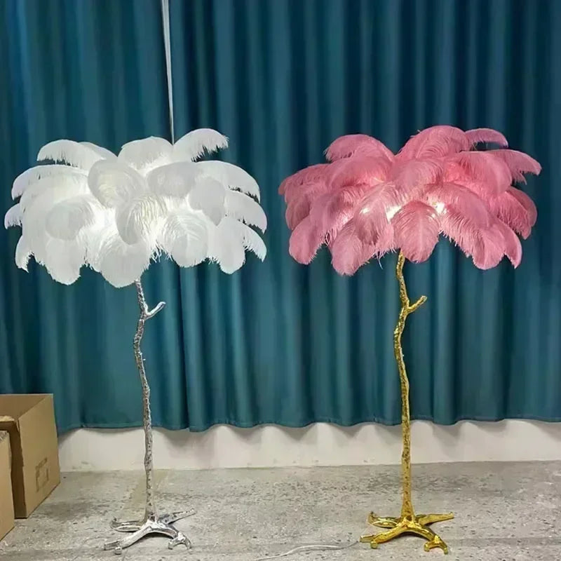 Novelty Animal Dimmable feather floor lamp for warm floor lighting