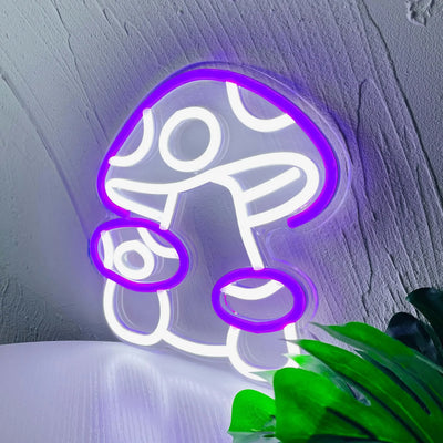 Glowing Purple Mushroom LED Neon Wall Light – Dimmable USB Lamp