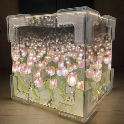DIY Tulip Decorative Bedside Table Lamp shown as soft ambient home lighting