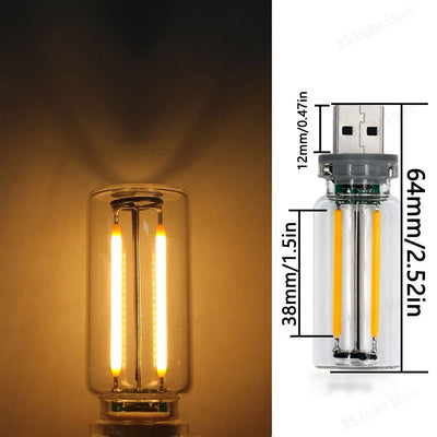 Retro Edison Dimmer Bedside Table Lamp Dimmable USB shown as soft ambient home lighting