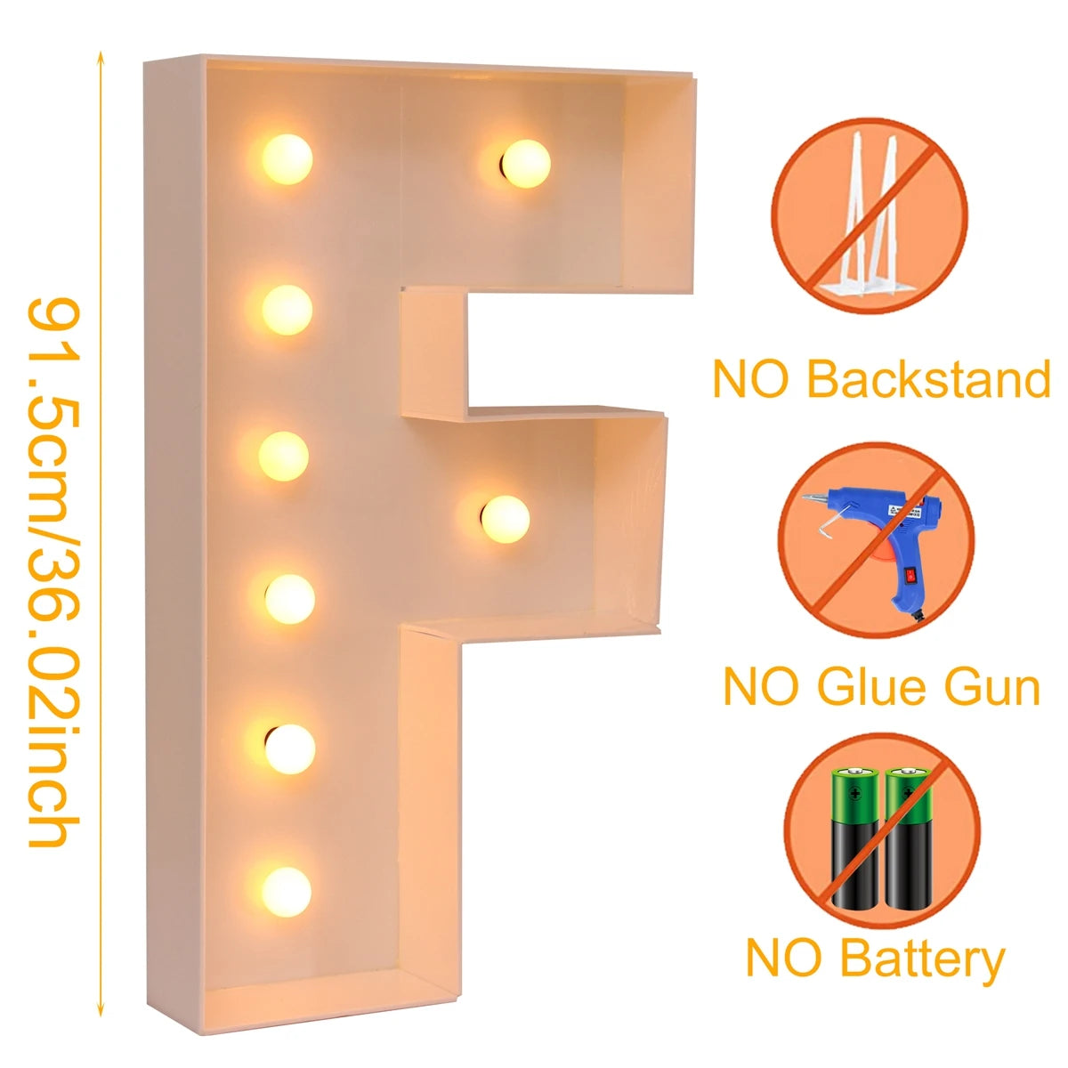 Giant LED Letter Light Frame Box – 91.5cm DIY Name Balloon Filling Box for Parties