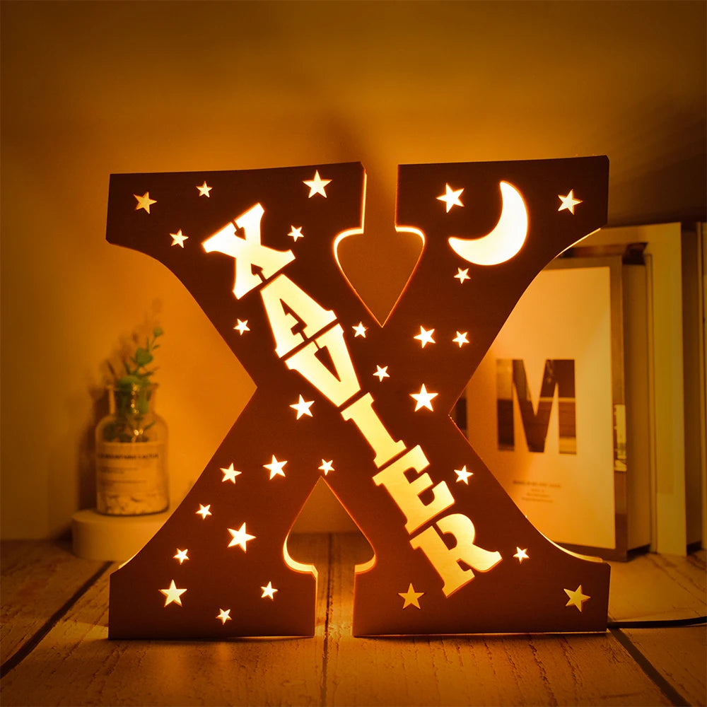 Custom Name LED Night Light – Personalised Star Wall Lamp for Bedroom, Nursery & Gift