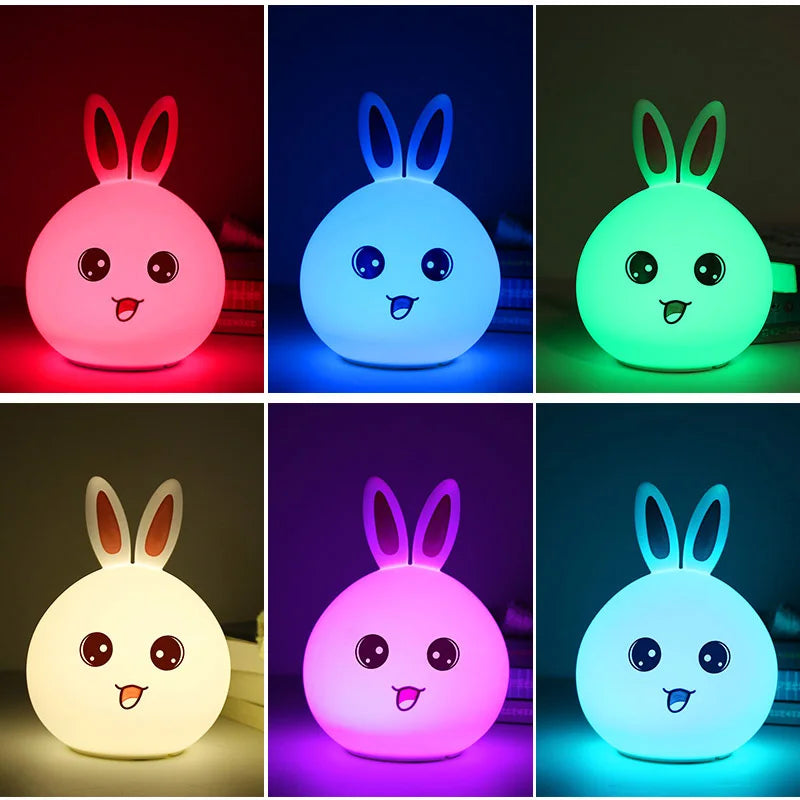 Voice-Activated Rabbit Night Light – Clap-On Colour-Changing LED Kids Lamp