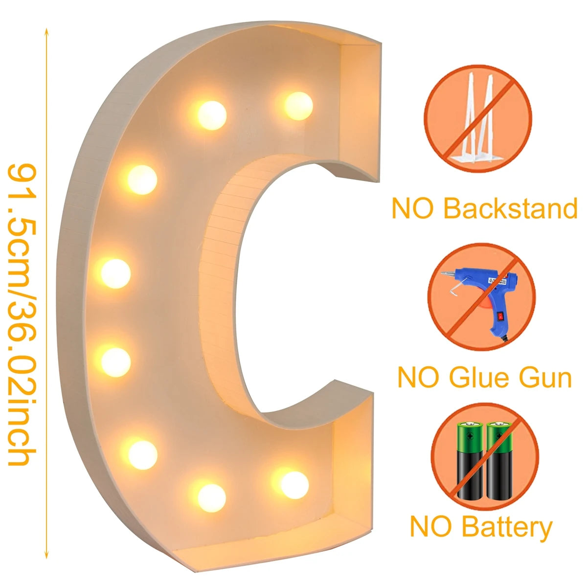 Giant LED Letter Light Frame Box – 91.5cm DIY Name Balloon Filling Box for Parties