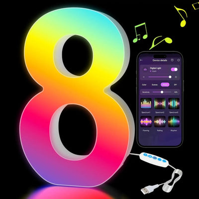 Smart LED Alphabet Letter Lights – App & Voice Controlled RGB Night Light for Bedroom Wall Décor