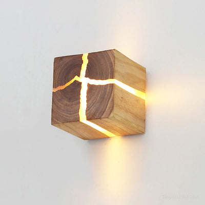 Cracked Solid Wood Nordic Design Nightlight