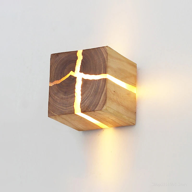 Cracked Solid Wood Nordic Design Nightlight