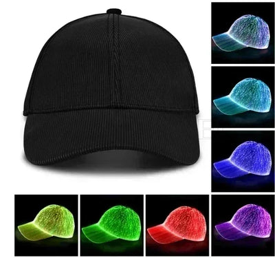 LED Fiber Optic Glow Hat – Rechargeable Light-Up Baseball Cap