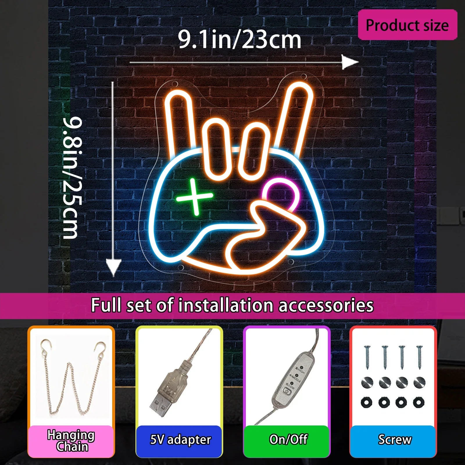 Game Neon Sign Neon Wall Light USB alternate product view
