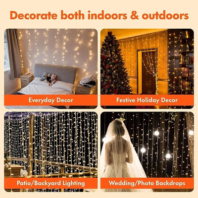 LED Curtain Fairy Lights – 8-Mode USB Holiday Window Garland