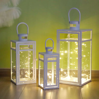 Lantern Candle Decorative Lantern for outdoor garden lighting, in White