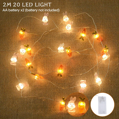 Easter Bunny, Egg & Carrot LED Fairy String Lights