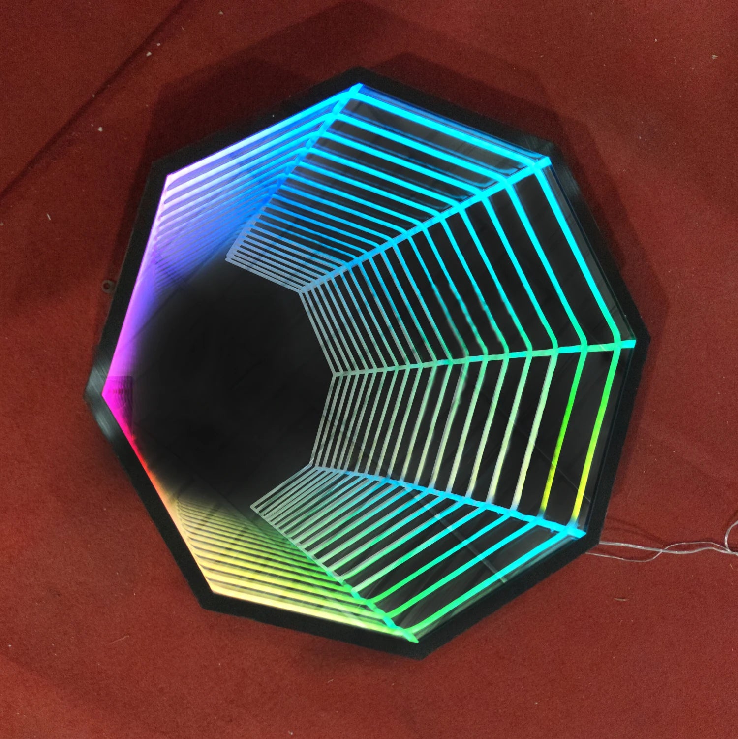 Round Infinite Mirror Neon Wall Light Color-Changing variant product view