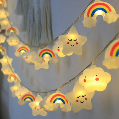 Star Cloud String Lights USB close-up product view, in Warm White