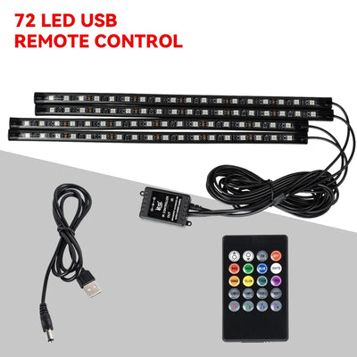 RGB Car Ambient Foot Light – USB Wireless Remote & App Control Interior LED Strip