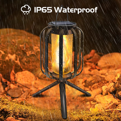 Solar & USB Flame Lantern – IP65 Waterproof Outdoor Wall Lamp with 4 Lighting Modes