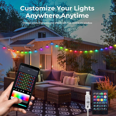 10M G40 Bulb String Lights USB Color-Changing design detail view