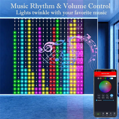 800 Curtain Lights Ambient Light Color-Changing Remote Control design detail view