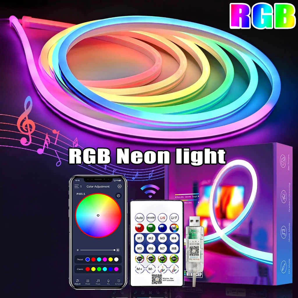 5V Neon Strip Neon Wall Light USB Color-Changing for outdoor garden lighting, in RGBIC